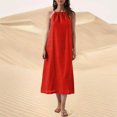 thumbnail image 2 of Kaemgyyd Robes à Col Licou pour Femmes Été Sans Manches Robe d'Été Décontractée Plage Vacances Fluide Bohème Mi-Longue avec Poches, 2 of 7