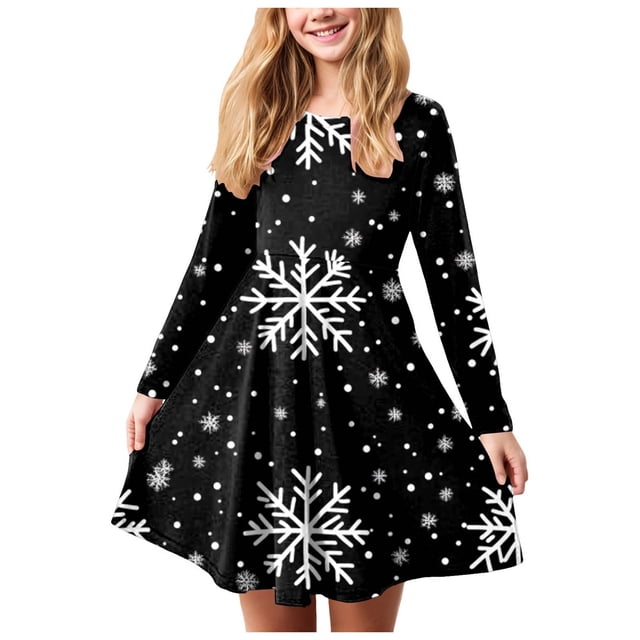 Splozh Robe de Concours pour Bébé Fille Robe de Noël pour Fille Imprimé Bal Fête Fête de Noël Robes pour Fille Violet, 9-10 Ans