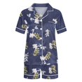 thumbnail image 4 of Rbaofujie Pyjama pour Femmes Ensemble Shorts Femmes Décontracté Imprimé Col Rabattu Blouse à Manches Courtes Mode Short Pantalon Court Ensemble de Pyjama Pyjama d'Hiver pour Femmes, 4 of 5