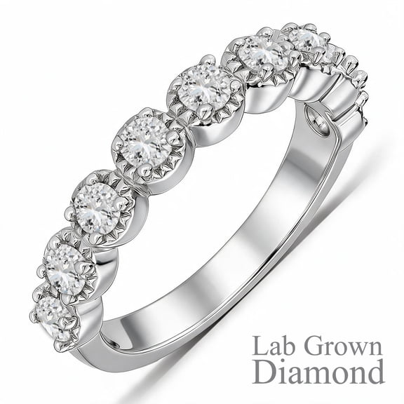 JeenMata Bague de Mariage Vintage pour Femmes en Plaqué Or Blanc 18K avec Diamant de Laboratoire Rond Serti à Griffes