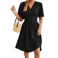 thumbnail image 2 of Robe Femme Été Décolleté en V Profond Élégante Mini-Robe à Volants Taille Robes Noir P, 2 of 10