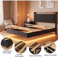 thumbnail image 4 of Bingirl Queen-Size Floating Bed Frame with LED Lights and Charging Station - Upholstered Platform Bed, Noise-Free, No Box Spring Needed - Black, 4 of 7