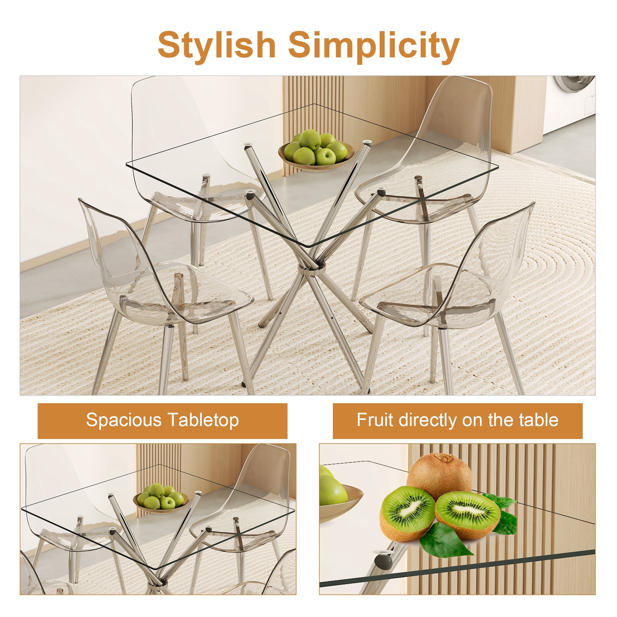 Noble House Table basse en verre trempé carré 36", transparent résistant à la chaleur, pour cuisine et restaurant, transparent