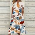 thumbnail image 2 of Robes d'Été pour Femmes 2023 Décontractées de Printemps avec Poches Longue Robe à Manches Courtes Ample Tunique de Plage T-Shirts Robe Maxi, 2 of 4