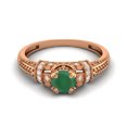 thumbnail image 1 of 5 MM Round Green Onyx 925 Sterling Silver Rose Plated Blossom Design Ring, 1 of 3