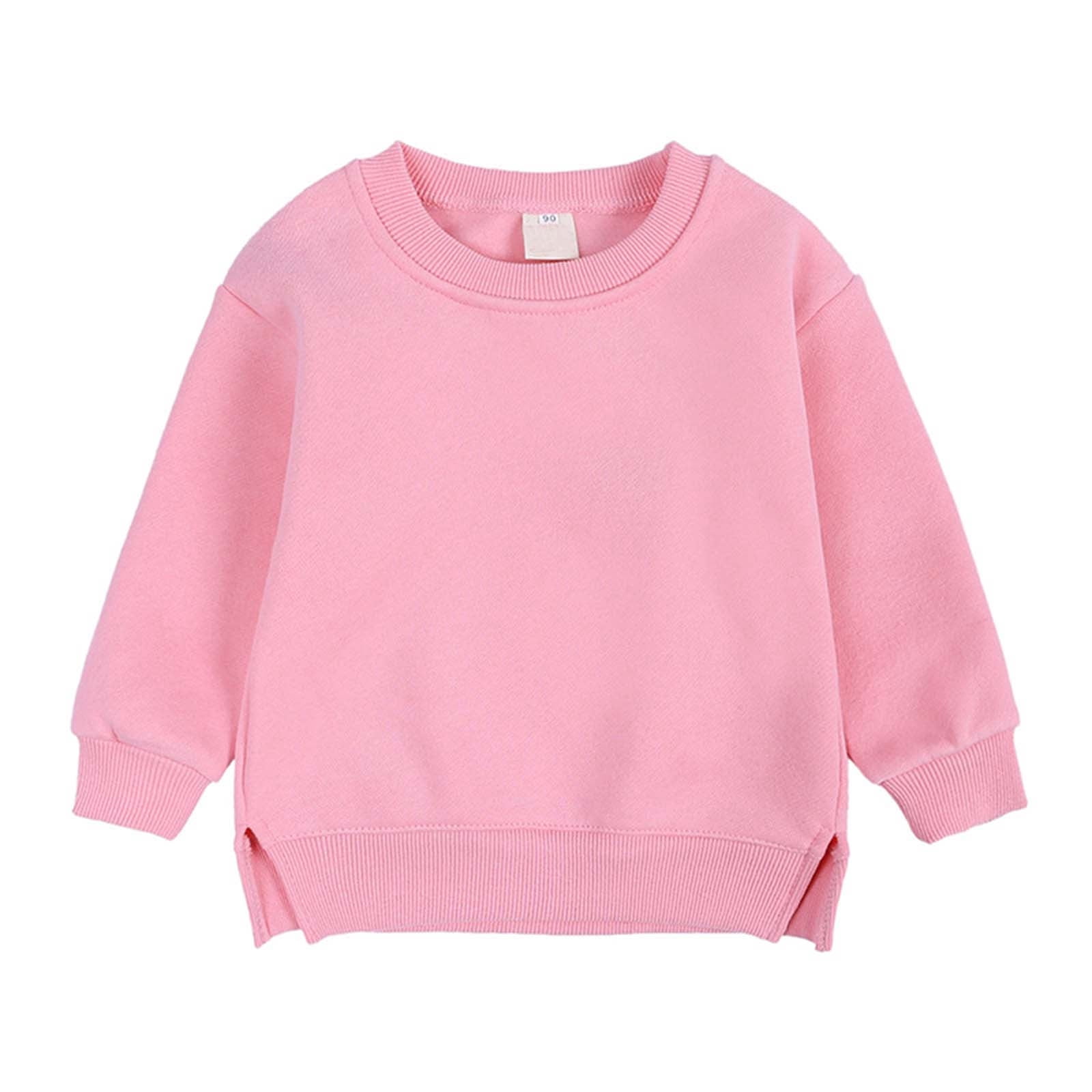cfhntfmh Chandail pour Filles Garçons Molleton Confortable Col Rond Manches Longues Chandail de Base Doux Extensible Fente Latérale à Capuche
