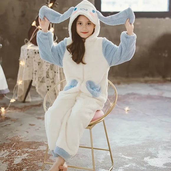 Sanrioed Plush Anime Cinnamoroll Winter Flannel Kids Rompers Girl Boy Toddler Jumpsuit Infant Clothes Pyjamas Kids Overalls Gift