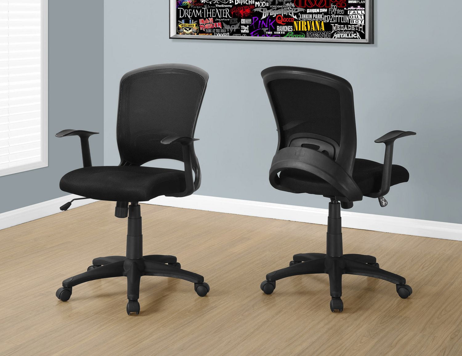 Monarch Specialties Chaise De Bureau, Hauteur Ajustable, Pivotant, Ergonomique, Appuis-bras, Bureau, Travail, Métal, Engrener, Noir, Contemporain, Moderne