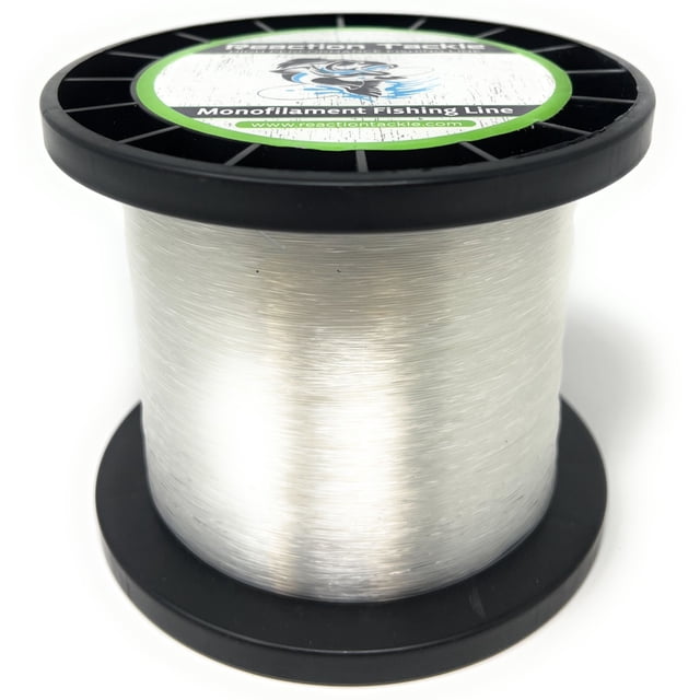 Reaction Tackle Ligne de Pêche Monofilament - Ligne de Pêche Mono en Nylon Solide et Résistante à l'Usure, Ligne de Pêche en Eau Douce et Salée Transparente 80/730 (Bobine de 1LB)