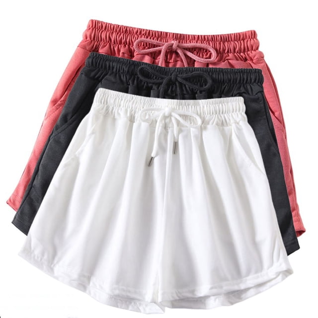 Diufon Womens 3PCS Jogger Shorts Elastic Waist Drawstring Yoga Shorts Solid Color Shorts with Pockets