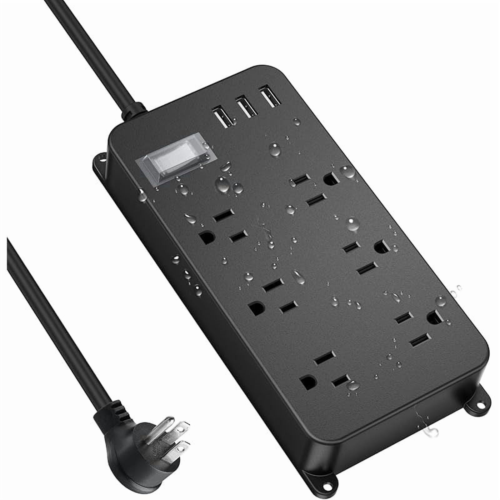 Power Strip with USB, Surge Protector 3 USB Ports, 6 Outlets5FT Cord,Flat Plug outdoor
