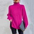 thumbnail image 4 of Yuyuzo Womens Winter Fall Sweater Solid Color Turtleneck Cable Knit Long Sleeve Sweaters Pullover Tops, 4 of 6