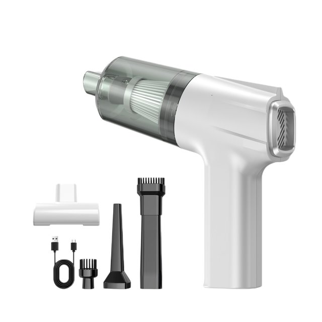 White White Wireless Car Vacuum Cleaner With Multiple Cleaning Modes And Accessories For Thorough Auto Interior And Home Cleaning