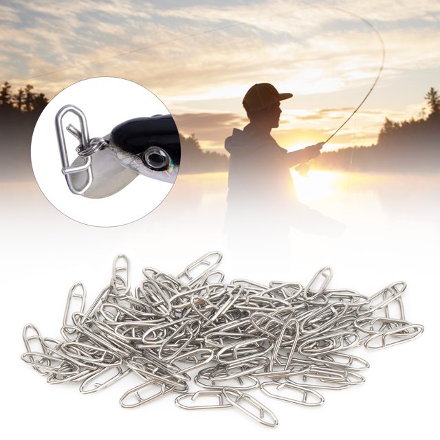 Ymiko Fishing Clips Link,Stainless Steel Fishing Clips,100Pcs Fishing Tackle Power Clips Stainless Steel Fishing Speed Clips Connector M