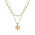 thumbnail image 1 of Colliers à Initiale Superposés pour Femmes, Collier Chaîne Trombone Simple Mignon Pendentif Lettre Hexagone Collier Ras-du-Cou à Initiale Colliers Superposés Dorés pour Femmes, Or, 1 of 5