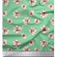 thumbnail image 1 of Soimoi Green Poly Georgette Fabric Lilies Floral Printed Fabric 1 Yard 42 Inch Wide, 1 of 3
