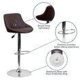 thumbnail image 2 of Contemporary Brown Vinyl Bucket Seat Adjustable Height Barstool with Diamond Pattern Back and Chrome Base, 2 of 9