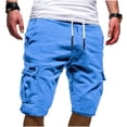 thumbnail image 1 of LSLJS Men's Sport Pure Color Bandage Casual Loose Sweatpants Drawstring Shorts Pant, 1 of 5