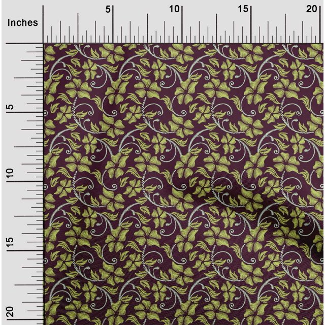 oneOone Georgette Viscose Fabric Leaves & Floral Artistic Decor Fabric Printed BTY 42 Inch Wide