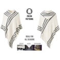 thumbnail image 3 of Cape Poncho en Tricot à Rayures Zigzag à Capuche pour Femme avec Franges, 3 of 6