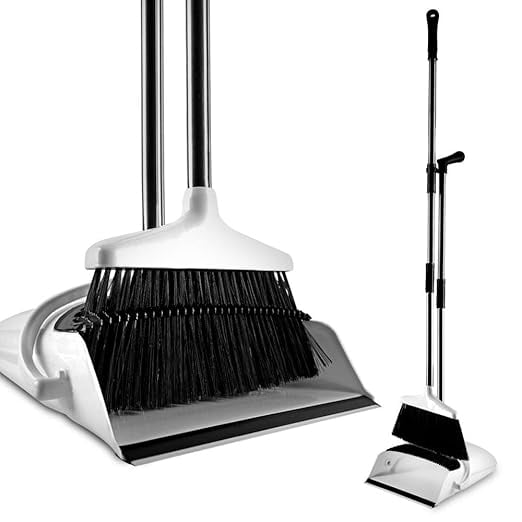 Whixant Broom & Dustpan Set | For Home, Upright Standing Dustpan With Cleaning | Teeth, Long Handle Dust Pan & Broom Combo | For Indoor Outdoor, Dustpan Set For Kitchen Lobby Office - Multicolor