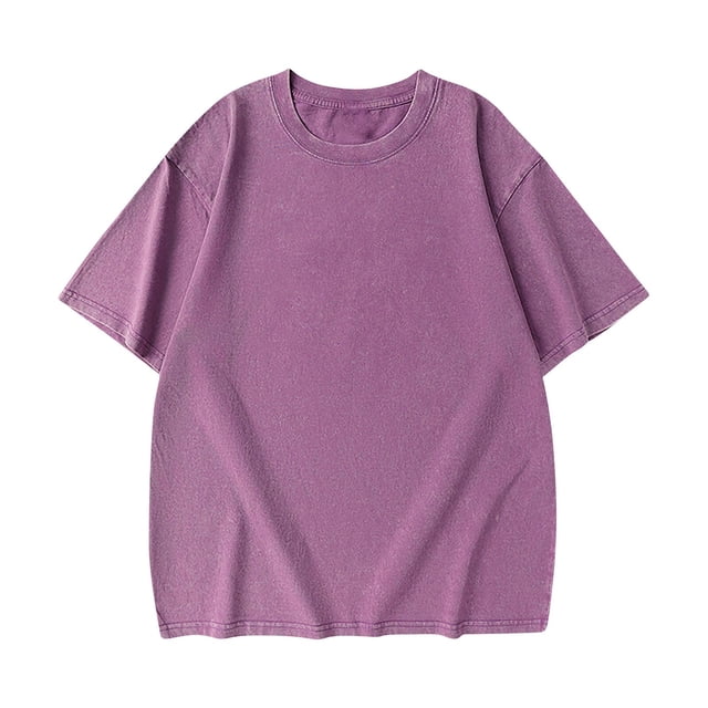 Styesk T-Shirts pour Hommes Vintage Couleur Unie Manches Courtes Col Rond