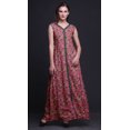 thumbnail image 2 of Bimba Robe Anarkali à Feuilles Roses, Col Mandarin, Sans Manches, Kurtis pour Femmes, Robe Maxi à Imprimé, Petit, 2 of 6