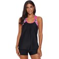 thumbnail image 1 of Ensemble de Tankini Dos Nageur à Imprimé Rose/vert Clair pour Femmes, 1 of 25