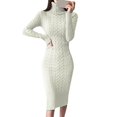 thumbnail image 1 of Kcodviy Robe Chandail à Col Roulé à Manches Longues pour Femmes Tunique Robes Chandail Robes Moulantes en Tricot pour Femmes Automne Décontracté Midi Robes Chandail, 1 of 4