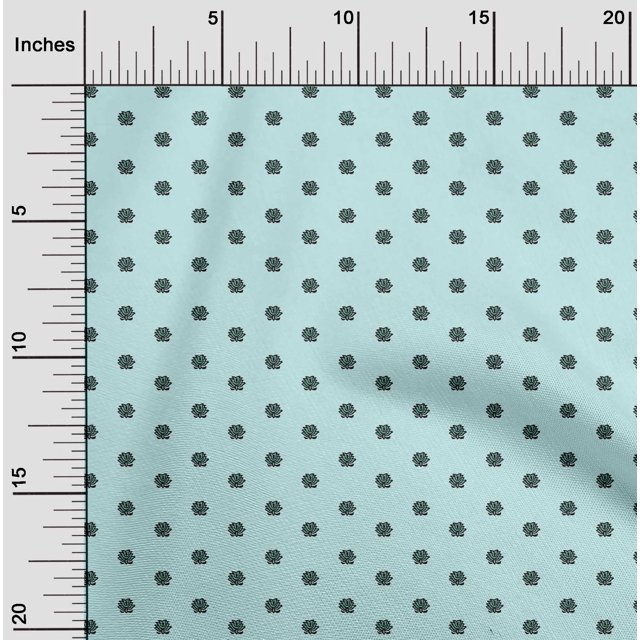 oneOone Tissu Popeline de Coton Tissu à Imprimé Bloc Lotus au Mètre 56 Pouces de Large