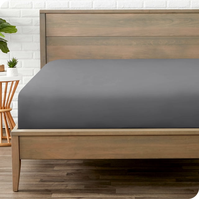 Bare Home Fitted Sheet - Premium 1800 Collection - Deep Pocket - Ultra-Soft Wrinkle Resistant - Twin XL, Gray