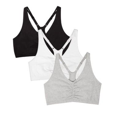 Fruit of the Loom Women's Shirred Front Racerback Sports Bra, 3 Pack