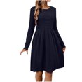 thumbnail image 2 of Ovzne Robes pour Femmes 2025 Robe Femme Mode Féminine Décontractée Couleur Unie Manches Longues Col Rond Robe Robe Femme Manches Longues Liquidation, 2 of 7