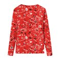 thumbnail image 4 of Pompotops Femmes Dames Col Rond Hauts Amples Décontractés T-Shirts Imprimés Blouse à Manches Longues en Solde, 4 of 5