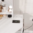 thumbnail image 3 of BeesClover Corner Vanity Desk with LED Lighted Mirror - 3-Fold Mirror with 3 Lighting Modes, Built-in Power Station with Outlets and USB Ports, for Bedroom, 3 of 5