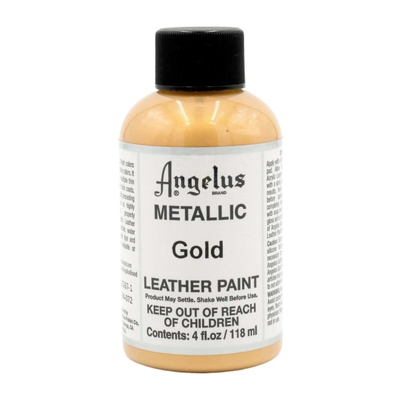 Angelus Acrylic Leather Paint 118ml (4oz) Waterproof Flexible Paint for Sneakers Shoes Bags Leather DIY Craft,Metallic Gold
