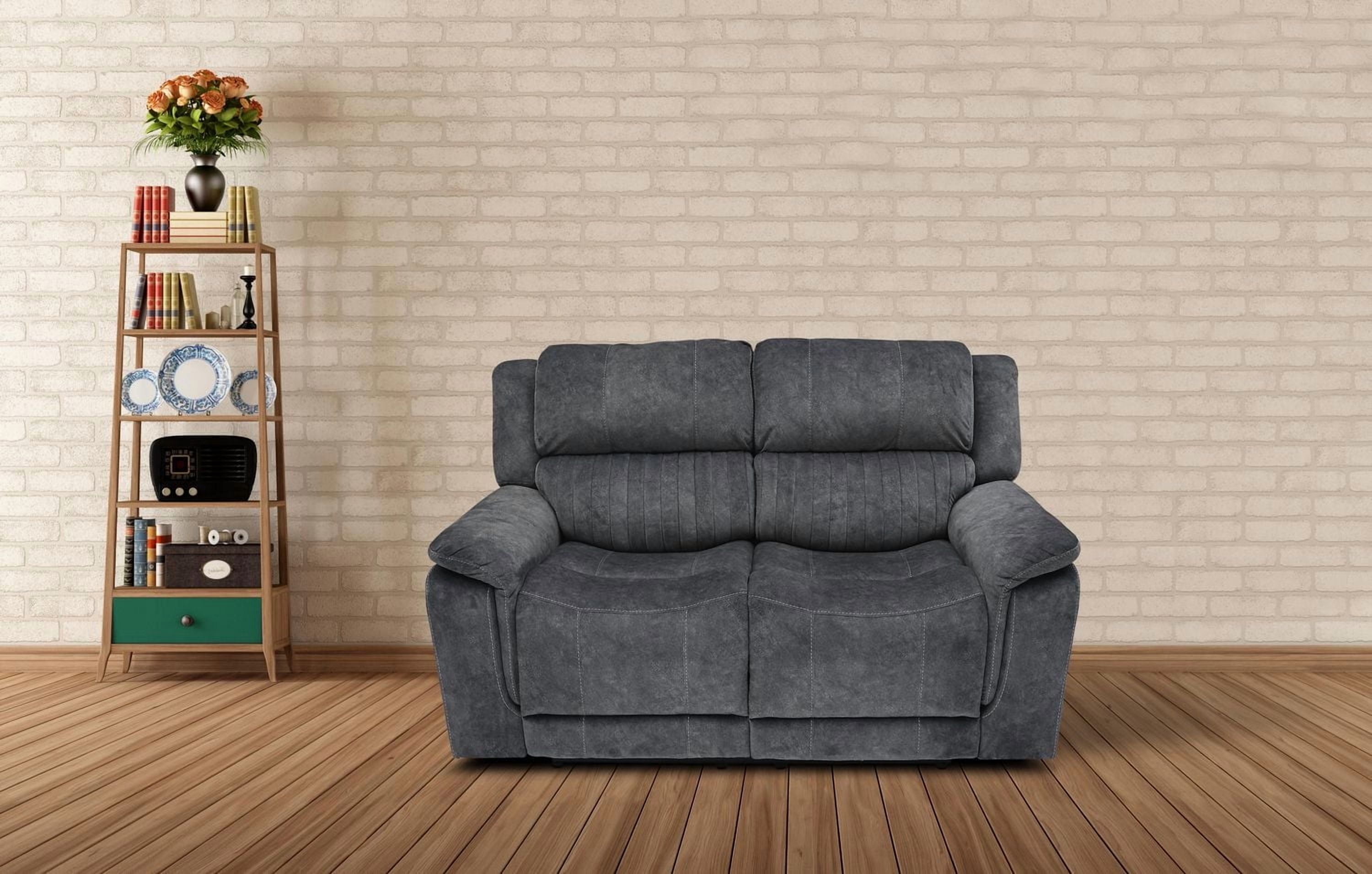 Canapé 2 places moderne K-Living avec fonction relax électrique et ports USB intégrés – Gris – Pour salon