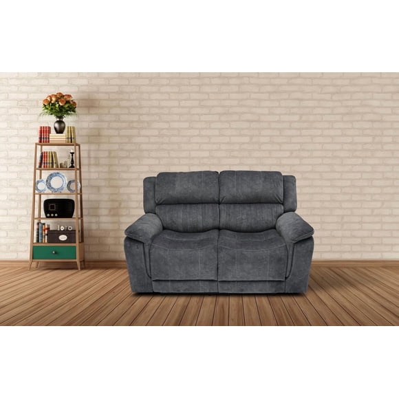 K-Living Washington Suede Fabric Power Recliner Loveseat In Grey