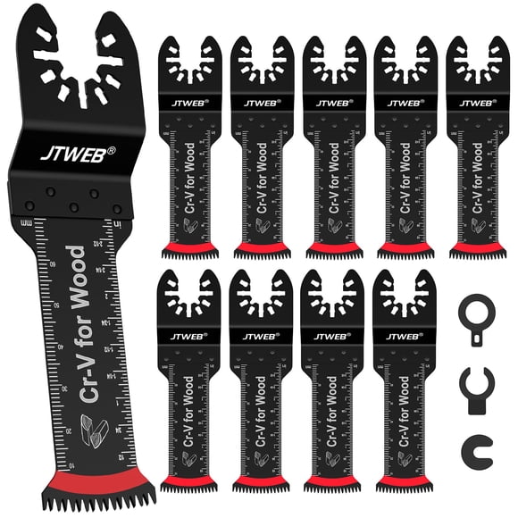JTWEB Japanese Tooth Oscillating Tool Blade Wood, 10PCS Arc-Shaped Edge Extra Long Reach Oscillating Saw Blades, Multitool Blades Clean Cut for Wood, Plastic, Multi Tool Blades Kits