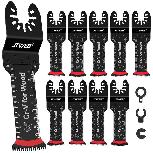 JTWEB Japanese Tooth Oscillating Tool Blade Wood, 10PCS Arc-Shaped Edge Extra Long Reach Oscillating Saw Blades, Multitool Blades Clean Cut for Wood, Plastic, Multi Tool Blades Kits