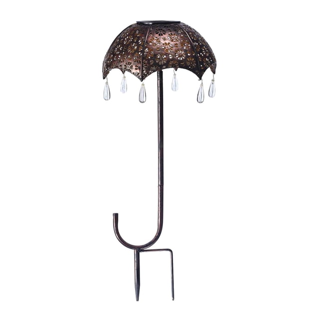 Danhjin Carpet Rake Solar Wrought Iron Umbrella Projection Ground Lamp Courtyard Aisle Decoration Hollow Projection Lamp Gardening Tools