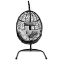 thumbnail image 2 of Costway Chaise Hamac avec Support Balançoire Suspendue Rembourrée Chaise Oeuf pour Intérieur Gris, 2 of 10