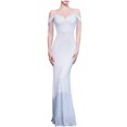 thumbnail image 2 of UPPADA Wedding Guest Dresses for Women One Shoulder Ruched Formal Evening Dress Wrap Ruffle Hem Dress Halter Bodycon Maxi Dress High Waist Party Prom Gown Cocktail Dress Clearance Formal Dress, 2 of 7