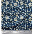 thumbnail image 1 of Soimoi Modal Satin Fabric Leaves & Floral Block Print Fabric by Yard 42 Inch Wide, 1 of 3