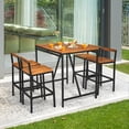 thumbnail image 1 of Costway 5PCS Patio Rattan Bar Table Stool Set Acacia Wood Top W/Umbrella Hole, 1 of 10
