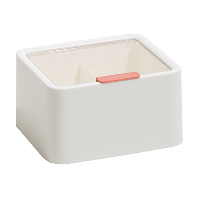 Boîte de Rangement pour Maquillage avec Couvercle à Double Compartiment, Plastique Anti-Poussière, Organisateur Cosmétique pour Rouges à Lèvres et Tampons Démaquillants 5.71 Po x 5.12 Po x 3.15 Po