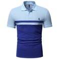 thumbnail image 1 of EGNMCR Men's Patchwork Button Turn-down Collar Short Sleeve Casual Blouse Shirt, 1 of 9