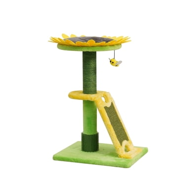 Vibrant Life Griffoir pour Chat en Forme de Tournesol de 61 cm avec Sisal, Jouet Abeille Interactif, Vert