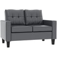 thumbnail image 1 of HOMCOM PU Leather Loveseat, with Armrests and Tufted Backrest, Grey, 1 of 10