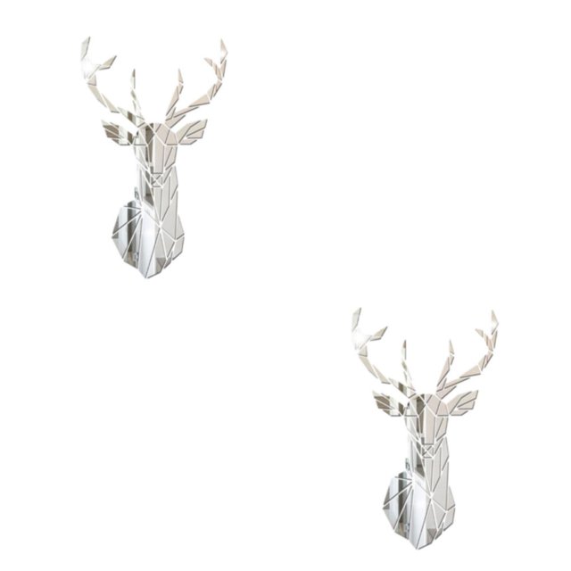 Redempat Living Space With 3D Mirror Deer Wall Sticker Easy To Paste And Remove silver M 2Set